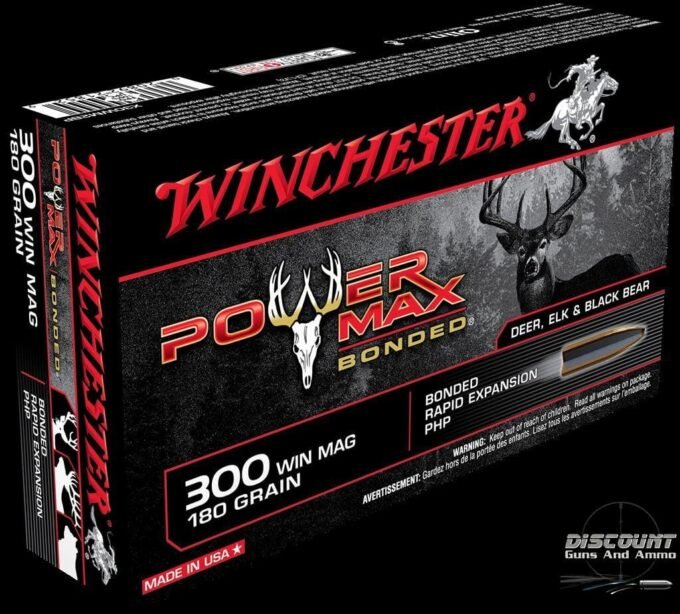 Winchester POWER MAX BONDED .300 Winchester Magnum 180 grain Bonded Rapid Expansion Protected Hollow Point - 500 Rounds