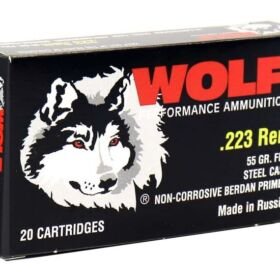 Wolf Ammo .223 Remington 55 grain Full Metal Jacket (FMJ) Bimetal Centerfire Rifle Ammunition - 500 Rounds