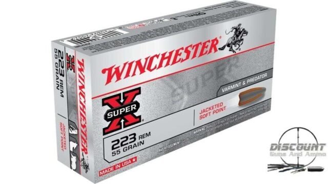 Winchester SUPER-X RIFLE .223 Remington 55 grain Jacketed Soft Point Brass Cased Centerfire Rifle Ammunition X223R 500 Rds