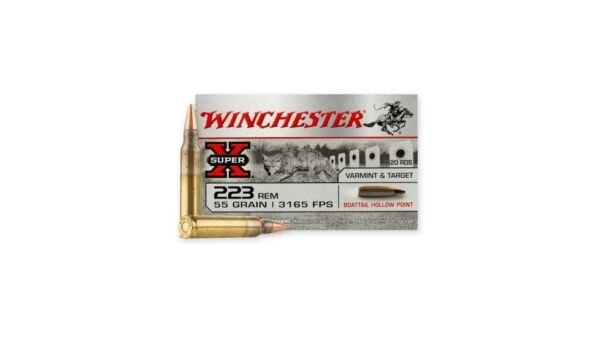 Winchester Super X .223 Remington, 55 Grain, Boat Tail Hollow Point BTHP, Brass Cased, 500 Rounds