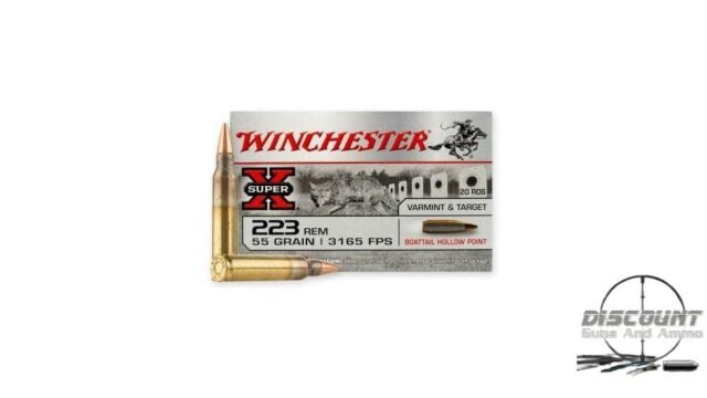 Winchester Super X .223 Remington, 55 Grain, Boat Tail Hollow Point BTHP, Brass Cased, 500 Rounds