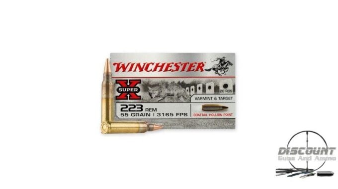 Winchester Super X .223 Remington, 55 Grain, Boat Tail Hollow Point BTHP, Brass Cased, 500 Rounds