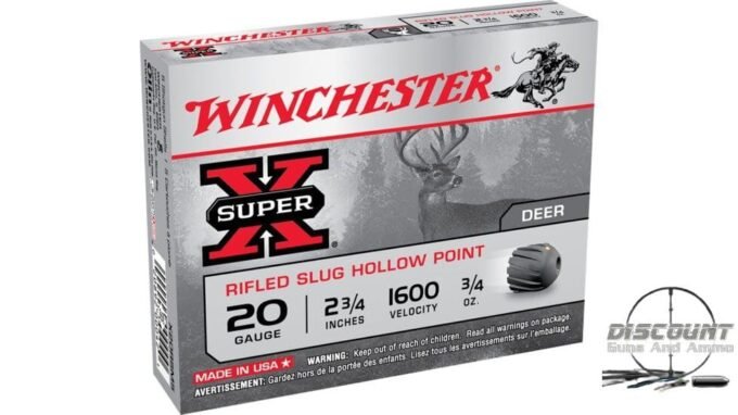 Winchester SUPER-X SHOTSHELL 20 Gauge 3/4 oz 2.75" Centerfire Shotgun Slug Ammunition, 500 Rounds