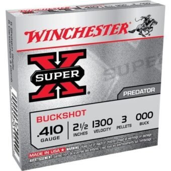 Winchester SUPER-X SHOTSHELL 410 Bore 3 Pellets 2.5" Centerfire Shotgun Buckshot Ammunition XB41000, 500 Rounds