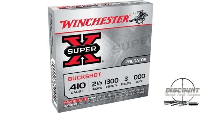 Winchester SUPER-X SHOTSHELL 410 Bore 3 Pellets 2.5" Centerfire Shotgun Buckshot Ammunition XB41000, 500 Rounds