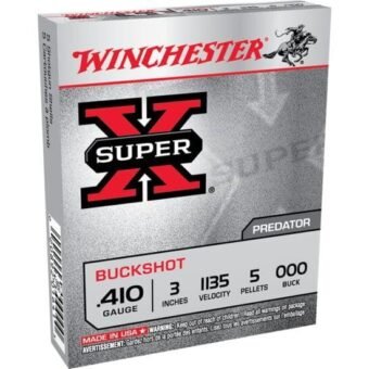 Winchester SUPER-X SHOTSHELL 410 Bore 5 Pellets 3" Centerfire Shotgun Buckshot Ammunition XB413, 500 Rounds