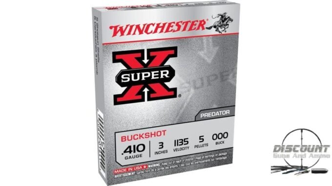 Winchester SUPER-X SHOTSHELL 410 Bore 5 Pellets 3" Centerfire Shotgun Buckshot Ammunition XB413, 500 Rounds