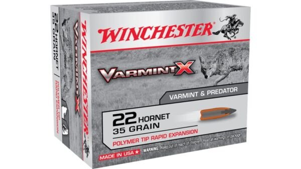 Winchester VARMINT X RIFLE .22 Hornet 35 grain Rapid Expansion Polymer Tip Centerfire Rifle Ammunition X22P