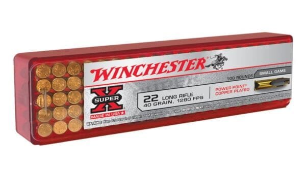 Winchester SUPER-X RIMFIRE .22 Long Rifle 40 grain Copper Plated Hollow Point Rimfire Ammunition X22LRPP1