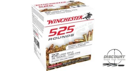 Winchester 525 .22 Long Rifle 36 grain Copper Plated Hollow Point Rimfire Ammunition 22LR525HP, 525 Rounds