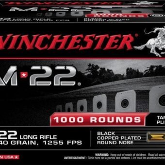 Winchester M-22 .22 Long Rifle 40 grain Copper Plated Lead Round Nose Rimfire Ammunition S22LRT Caliber: .22 Long Rifle, 1000 Rounds
