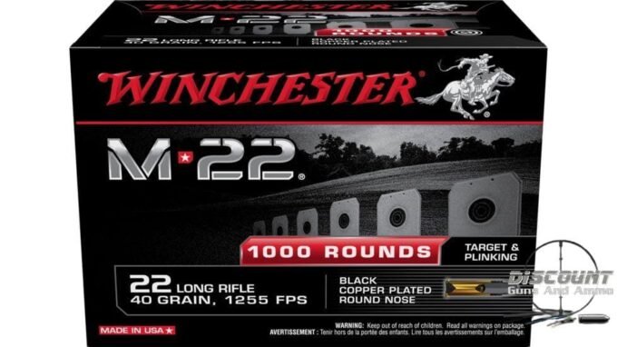 Winchester M-22 .22 Long Rifle 40 grain Copper Plated Lead Round Nose Rimfire Ammunition S22LRT Caliber: .22 Long Rifle, 1000 Rounds