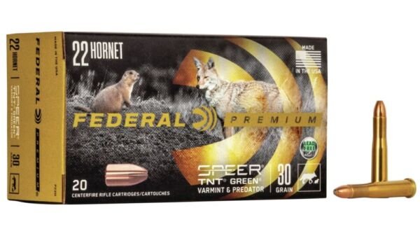 Federal Premium V-SHOK .22 Hornet 30 grain Speer TNT Green Hollow Point, 500 Rounds