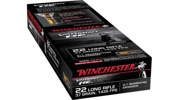 Winchester VARMINT HE .22 Long Rifle 37 grain 3/1 Fragmenting Hollow Point Rimfire Ammunition S22LRFSP, 500 Rounds - Image 2