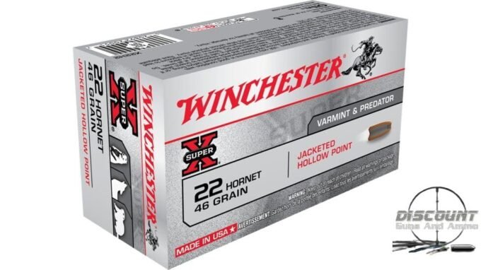 Winchester SUPER-X RIFLE .22 Hornet 46 grain Jacketed Hollow Point Centerfire Rifle Ammunition X22H2 , 500 Rounds