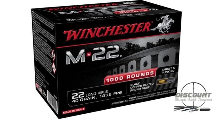 Winchester M-22 .22 Long Rifle 40 grain Copper Plated Lead Round Nose Rimfire Ammunition S22LRT Caliber: .22 Long Rifle, 1000 Rounds - Image 2