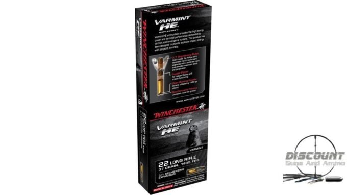 Winchester VARMINT HE .22 Long Rifle 37 grain 3/1 Fragmenting Hollow Point Rimfire Ammunition S22LRFSP, 500 Rounds - Image 3