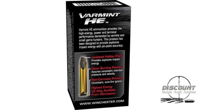 Winchester VARMINT HE .22 Winchester Magnum Rimfire 34 grain Jacketed Hollow Point Rimfire Ammunition S22WM, 500 Rounds - Image 3