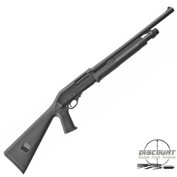 EAA Akkar Churchill 612 12 Gauge Pump Action Shotgun 18.5" Barrel 3' Chamber 5 Rounds Durable Pistol Grip Polymer Synthetic Stock Matte Black