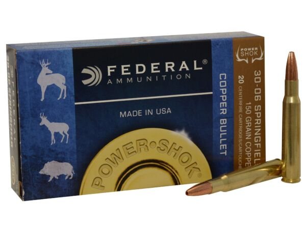 Federal Power-Shok Ammunition 30-06 Springfield 150 Grain Copper Hollow Point Lead-Free Box of