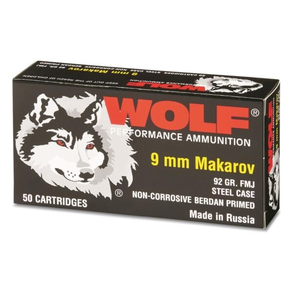 Wolf 9x18mm Makarov FMJ 92 Grain 500 Rounds