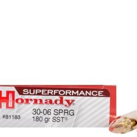 Hornady Superformance SST Ammunition 30-06 Springfield 180 Grain SST Box of 500 Rounds