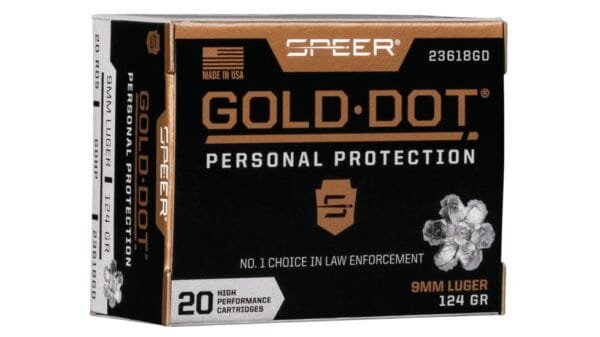 SPEER GOLD-DOT 9MM LUGER 124 Grain 500 Rds