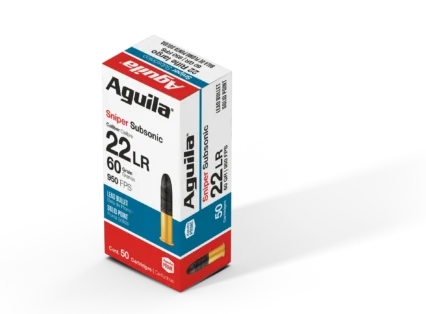 Aguila 22 Sniper Subsonic 60gr 22LR Ammunition - Lead Solid Point Rimfire Target/Range 1000 Per case 50 Per Box 22_SNIPER_SUBSONIC_60_GR_1_B222112_1a77eedf2b