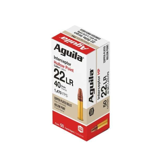 Aguila .22LR Interceptor 40gr. Copper Plated Hollow Point Ammo - 500 Rounds