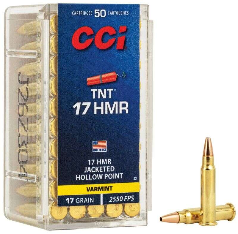 CCI TNT 17 HMR 17 Grain Ammo - Varmint Jacketed Hollow Point 2550 fps 1 CCI TNT 17 HMR 17 Grain Ammo - Varmint Jacketed Hollow Point 2550 fps