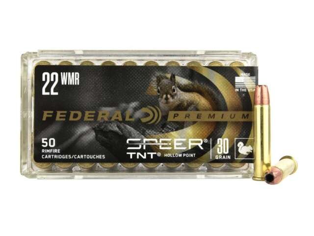 Federal Premium Varmint & Predator Speer TNT 22WMR Ammunition Varmint & Predator Speer TNT 22 WMR 30 Grain (500) Varmint & Predator Speer TNT, 22 WMR, 30 Grain, Speer TNT Jacketed Hollow Point, 2200 fps