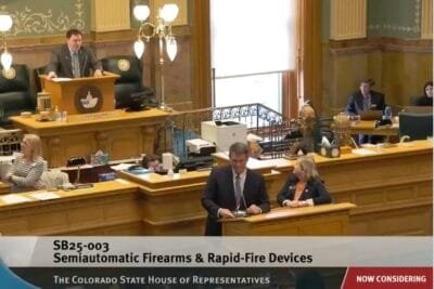 Colorado state Rep. Ken DeGraaf at the podium.