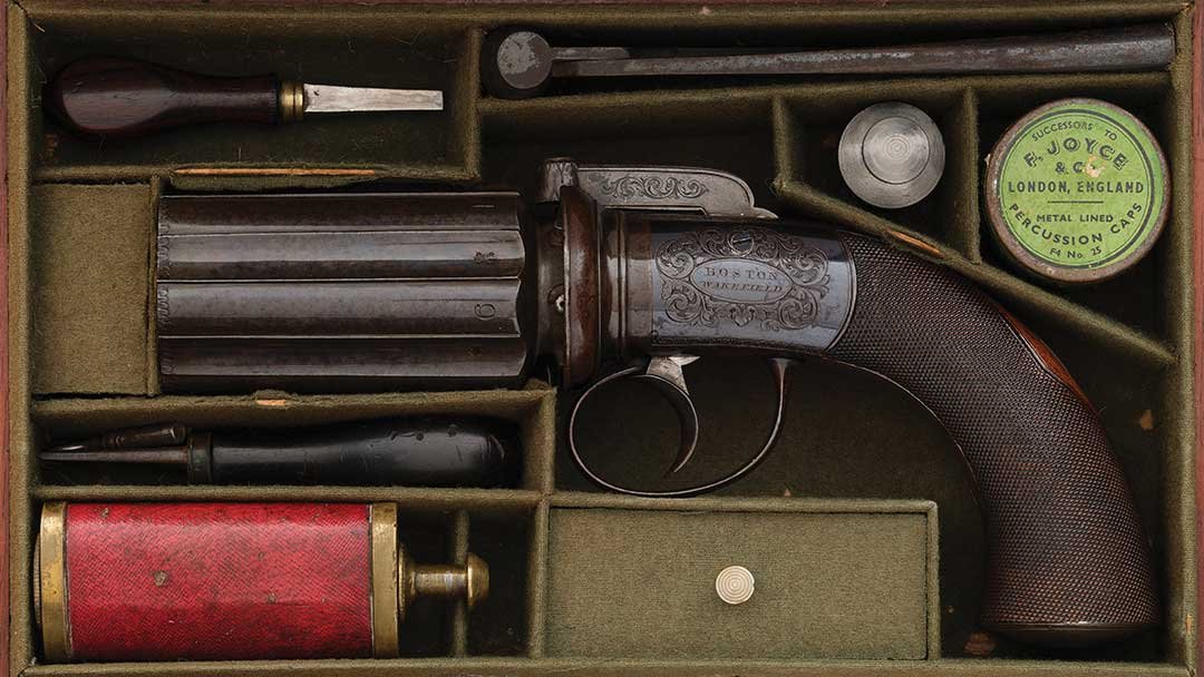 Cased-Engraved-Boston-of-Wakefield-Large-Caliber-Percussion-Pepperbox-Revolver
