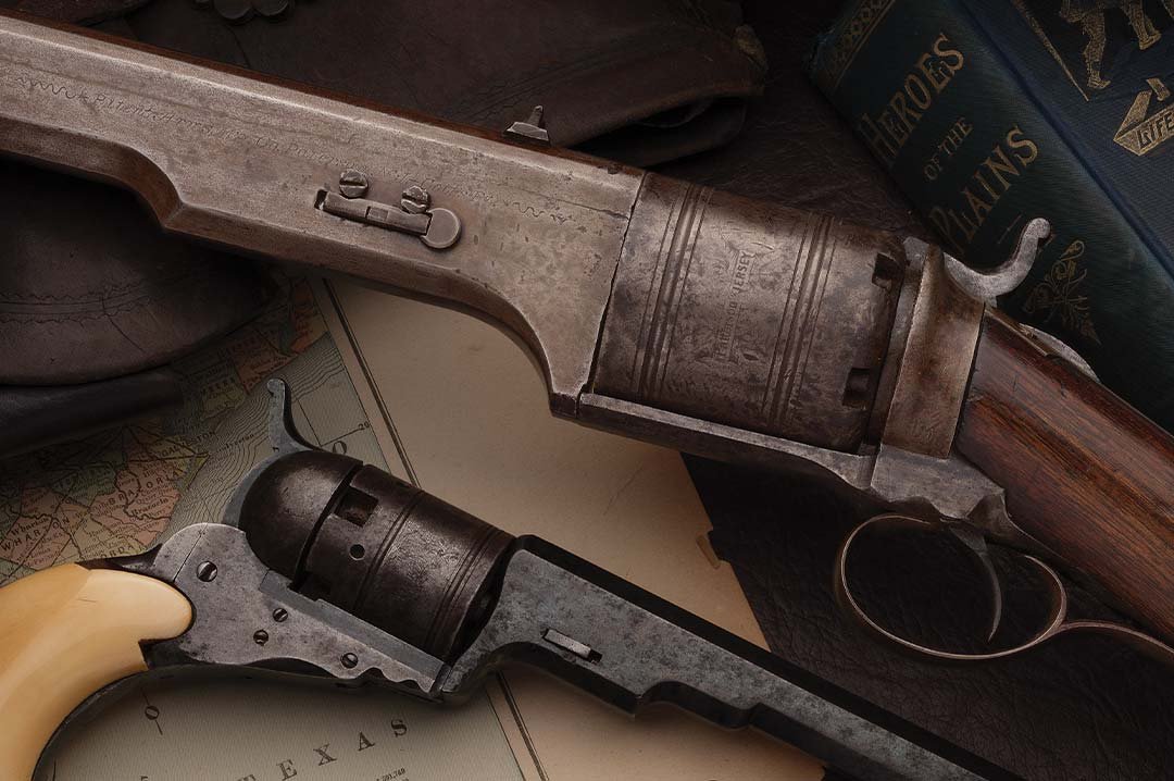 Rare-Documented-Patent-Arms-Mfg-Co-Colt-Paterson-Model-1839-Percussion-Revolving-Carbine-and-Ivory-Hilted-Paterson