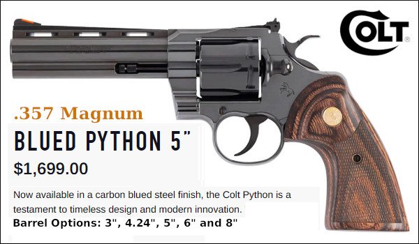 Colt blued python golden bullseye nra american rifleman revolver wheelgun