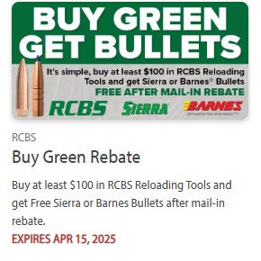 RCBS Sierra Bullets free rebate