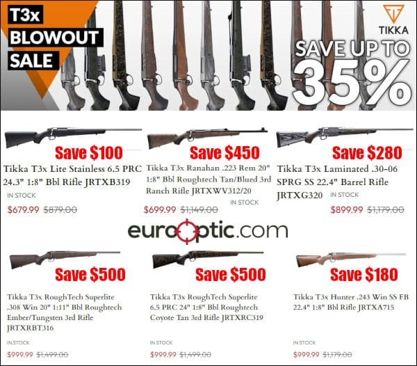 eurooptic tikka rifle rebate black friday hunting sale