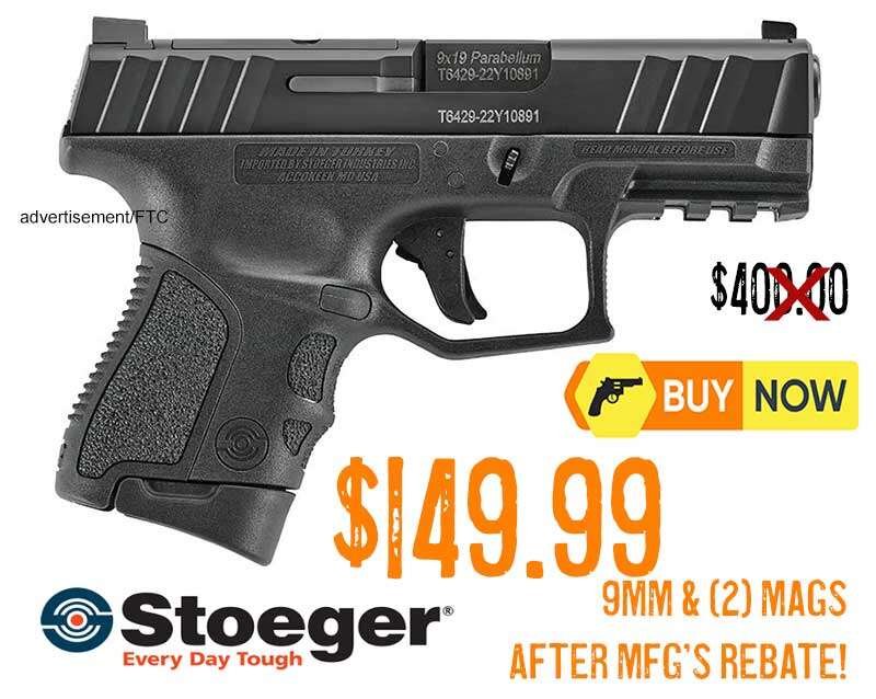 stoeger-str-9sc-optics-ready-9mm-354″-pistol,-(2)-10+1-round-magazine-$149.99-rebate