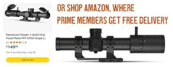 Amazon Monstrum Panzer 1-6x First Focal Plane LPVO Rifle Scope