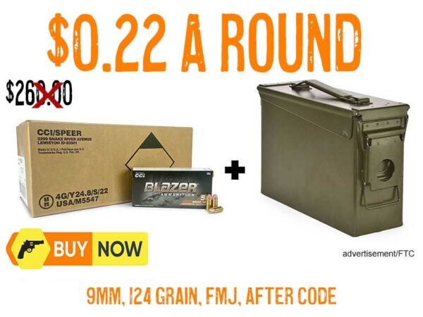 Blazer Brass 9mm 124 Gr FMJ 1000 Rnds Ammo Can lowest price may2025update
