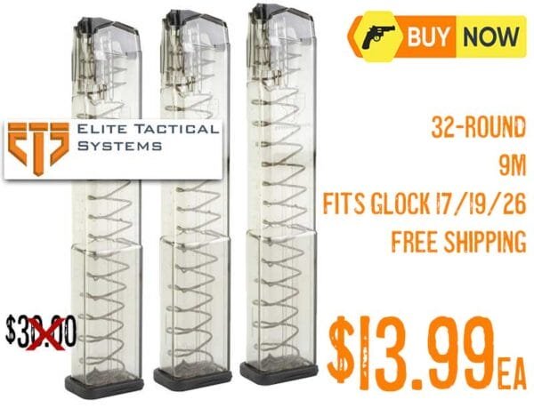Elite Tactical Systems Magazine 9mm 32Rd Smoke Gray Sale lowest price march2025