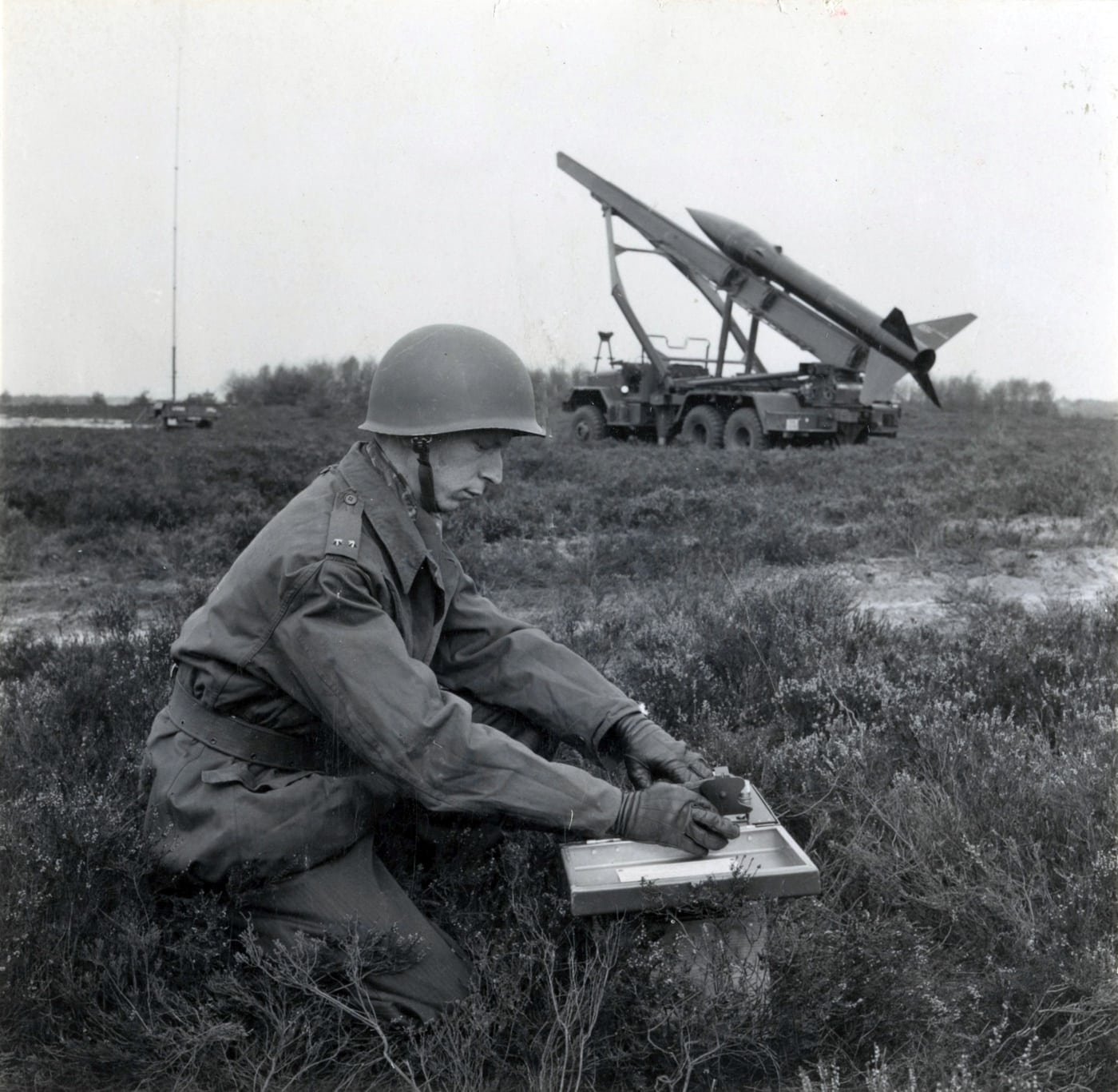 MGR-1 Honest John rocket prepared for launch in Europe