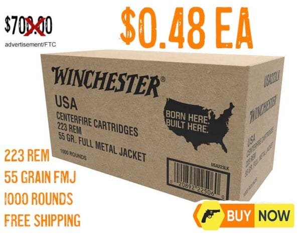 Winchester 223 Rem 55 Grain Full Metal Jacket Ammunition lowest price feb2025