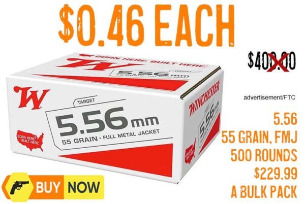 Winchester USA 5.56 Bulk Ammo 55 Grain FMJ Ammo lowest price may2025update