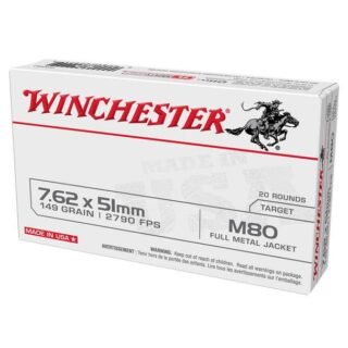 WINCHESTER AMMO 7.62x51mm 149Gr M80 FMJ 200rd Box Rifle Ammo (WM80)