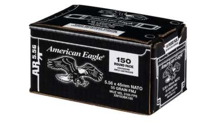 American Eagle 5.56x45mm NATO Ammo 55gr FMJ 150 Round Pack – XM193BK150