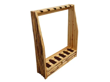 Rush Creek Creations Rustic Series 6 Gun Rack with Storage Solid Skip Peel Pine