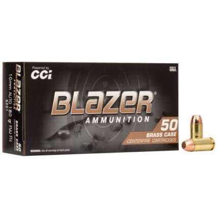 CCI Blazer Brass 10mm AUTO Ammo 180 grain FMJ, 50/Box [5221] 500 rounds