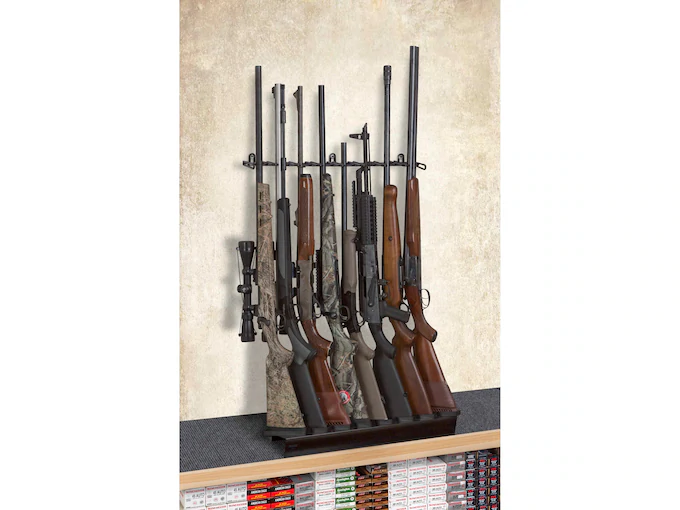 Rack'Em Racks Deluxe 8 Rifle Shelf Display Rifle Barrel Rest and Buttstock Tray 1 Rack'Em Racks Deluxe 8 Rifle Shelf Display Rifle Barrel Rest and Buttstock Tray