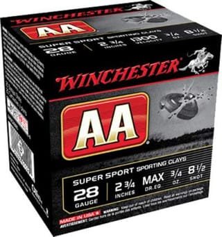 Winchester 28 Gauge Ammunition AA Super Sport AASC2885 2-3/4 8.5 Shot 3/4oz 1300fps 250 Rounds